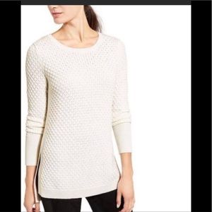 Athleta winter white honeycomb Merino Wool sweater